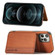 iPhone 12 mini Carbon Fiber Magnetic Card Bag TPU+PU Shockproof Back Cover Case with Holder & Card Slot & Photo Frame  - Brown