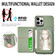 iPhone 12 mini Carbon Fiber Magnetic Card Bag TPU+PU Shockproof Back Cover Case with Holder & Card Slot & Photo Frame  - Green