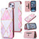 iPhone 12 mini Bronzing Plating PU + TPU Horizontal Flip Leather Case with Holder & Card Slot  - Pink White