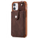 iPhone 12 mini Shockproof Protective Case with Mirror & Card Slot & Short Lanyard  - Coffee