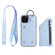 iPhone 12 mini Detachable Zippered Coin Purse Phone Case with Lanyard - Blue