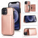 iPhone 12 mini Shockproof PU + TPU Protective Case with Card Slots & Holder  - Rose Gold