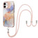 iPhone 12 mini Electroplating Pattern IMD TPU Shockproof Case with Neck Lanyard - Milky Way White Marble