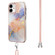 iPhone 12 mini Electroplating Pattern IMD TPU Shockproof Case with Neck Lanyard - Milky Way White Marble