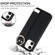 iPhone 12 mini Non-slip Full Coverage Ring PU Phone Case with Wristband - Black