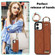 iPhone 12 mini Non-slip Full Coverage Ring PU Phone Case with Wristband - Brown
