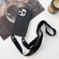 iPhone 12 mini Elastic Silicone Protective Case with Wide Neck Lanyard  - Black