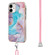 iPhone 12 mini Electroplating Pattern IMD TPU Shockproof Case with Neck Lanyard - Milky Way Blue Marble