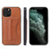 iPhone 12 mini Fierre Shann Full Coverage Protective Leather Case with Holder & Card Slot - Brown