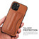 iPhone 12 mini Fierre Shann Full Coverage Protective Leather Case with Holder & Card Slot - Brown