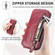 iPhone 12 mini Zipper Wallet Vertical Flip Leather Phone Case  - Red