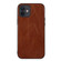 iPhone 12 mini Genuine Leather Double Color Crazy Horse Phone Case  - Brown