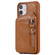 iPhone 12 mini Zipper Double Buckle Shockproof Protective Case with Stand & Photo Holder & Wallet Function  - Brown