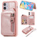 iPhone 12 mini Zipper Double Buckle Shockproof Protective Case with Stand & Photo Holder & Wallet Function  - Rose Gold