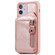iPhone 12 mini Zipper Double Buckle Shockproof Protective Case with Stand & Photo Holder & Wallet Function  - Rose Gold