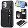 iPhone 12 mini Zipper Double Buckle Shockproof Protective Case with Stand & Photo Holder & Wallet Function  - Black