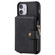 iPhone 12 mini Zipper Shockproof Protective Case with Card Slots & Bracket & Photo Holder & Wallet Function  - Black