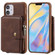 iPhone 12 mini Zipper Shockproof Protective Case with Card Slots & Bracket & Photo Holder & Wallet Function  - Coffee