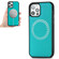 iPhone 12 mini Cross Texture Embossing Magnetic PU + TPU Protective MagSafe Case  - Lake Green