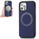 iPhone 12 mini Cross Texture Embossing Magnetic PU + TPU Protective MagSafe Case  - Blue