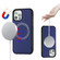 iPhone 12 mini Cross Texture Embossing Magnetic PU + TPU Protective MagSafe Case  - Blue