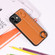 iPhone 12 mini Top Layer Cowhide Shockproof Protective Case with Wrist Strap Bracket - Brown