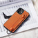 iPhone 12 mini Top Layer Cowhide Shockproof Protective Case with Wrist Strap Bracket - Brown