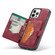 iPhone 12 mini JEEHOOD Retro Magnetic Detachable Protective Case with Wallet & Card Slot & Holder  - Red