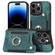 iPhone 12 mini Retro Skin-feel Ring Multi-card Wallet Phone Case - Green