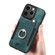 iPhone 12 mini Retro Skin-feel Ring Multi-card Wallet Phone Case - Green