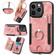 iPhone 12 mini Retro Skin-feel Ring Multi-card Wallet Phone Case - Pink