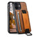 iPhone 12 mini Suteni H13 Card Wallet Wrist Strap Holder PU Phone Case - Brown