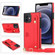 iPhone 12 mini PU+TPU Shockproof Protective Case with Crossbody Lanyard & Holder & Card Slot & Wrist Strap  - Red