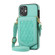 iPhone 12 mini Rhombic Texture RFID Phone Case with Lanyard & Mirror - Mint Green