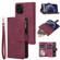 iPhone 12 mini Multifunctional Retro Frosted Horizontal Flip Leather Case with Card Slot & Holder & Zipper Wallet & Photo Frame & Lanyard - Red Wine