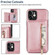 iPhone 12 mini Zipper Card Holder Phone Case  - Rose Gold