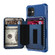 iPhone 12 mini Zipper Wallet Card Bag PU Back Case  - Blue