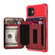 iPhone 12 mini Zipper Wallet Card Bag PU Back Case  - Red