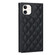 iPhone 12 mini Grid Texture Lanyard Zipper Leather Phone Case - Black