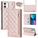 iPhone 12 mini Grid Texture Lanyard Zipper Leather Phone Case - Rose Gold