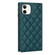 iPhone 12 mini Grid Texture Lanyard Zipper Leather Phone Case - Green