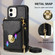 iPhone 12 mini Zipper Hardware Card Wallet Phone Case - Black