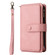 iPhone 12 mini Skin Feel PU + TPU Horizontal Flip Leather Case with Holder & 15 Cards Slot & Wallet & Zipper Pocket & Lanyard  - Pink