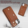 iPhone 12 mini Zipper Card Bag Phone Case with Dual Lanyard - Brown