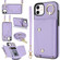 iPhone 12 mini Zipper Card Bag Phone Case with Dual Lanyard - Purple