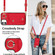 iPhone 12 mini Zipper Card Bag Phone Case with Dual Lanyard - Red