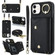 iPhone 12 mini Zipper Card Bag Phone Case with Dual Lanyard - Black