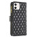 iPhone 12 mini Diamond Lattice Zipper Wallet Leather Flip Phone Case  - Black
