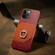 iPhone 12 mini Fierre Shann Oil Wax Texture Genuine Leather Back Cover Case with 360 Degree Rotation Holder & Card Slot - Red+Light Brown