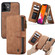 iPhone 12 mini CaseMe-007 Crazy Horse Texture Detachable Horizontal Flip PU Leather Case, with Card Slot & Holder & Zipper Wallet & Photo Frame - Brown